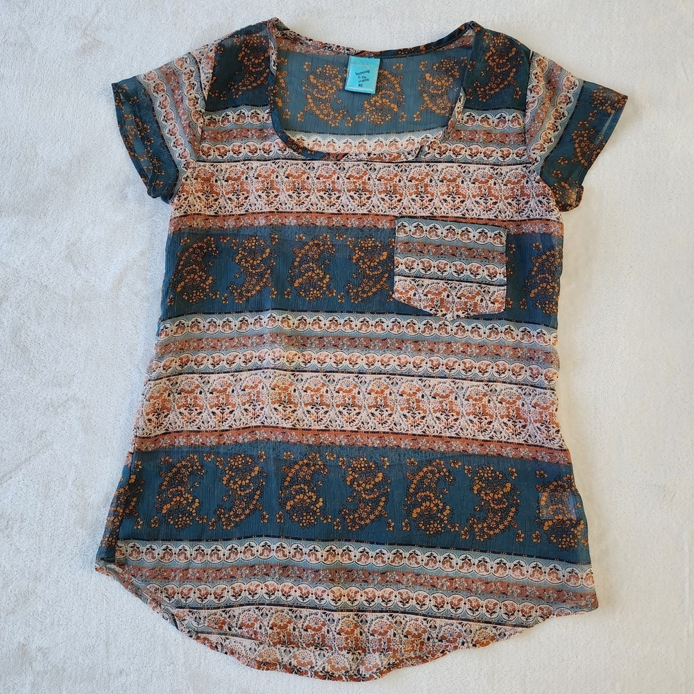 HIP Blouse Womens XS Sheer Lightweight Fairy Hippie Cottagecore Mesh Made In USA - Picture 5 of 11